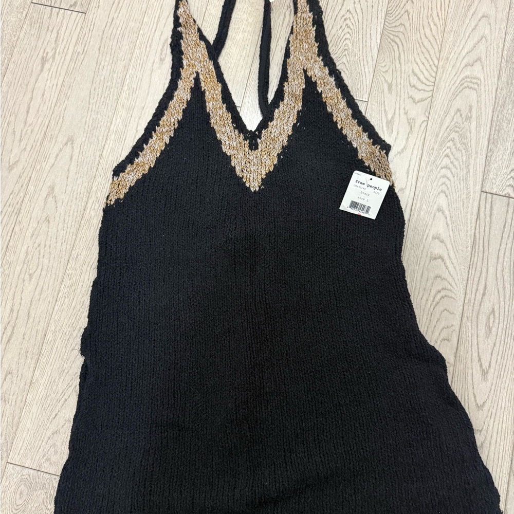 Free People Hold On Sweater Tunic Tank Top Cover Up - Black - Picture 2 of 6